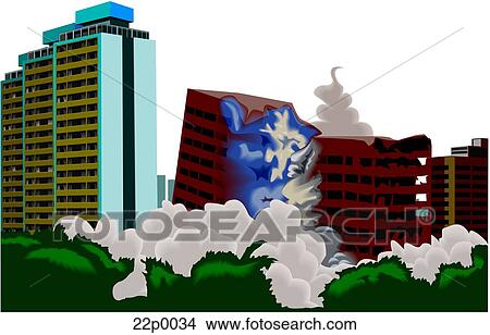 Clipart - building-colapsing 1. Fotosearch
