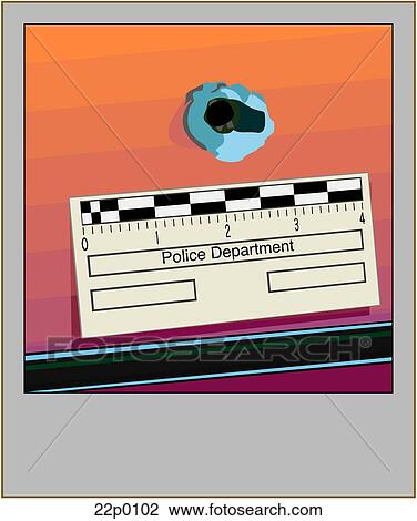 Clipart - bullet hole in car. Fotosearch