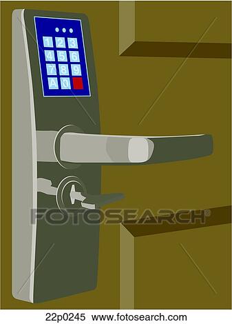 Clipart - digital combination lock. Fotosearch