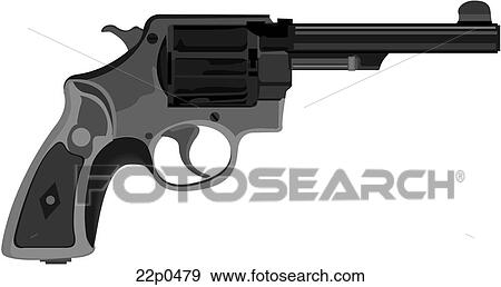 Clip Art - double action revolver. Fotosearch