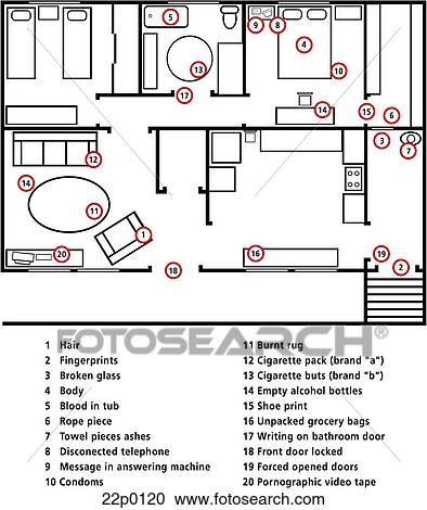 evidence floor plan View Large Clip Art Graphic Clipart - evidence floor plan. Fotosearch