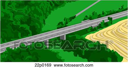 Clip Art - freeway-aerial view. Fotosearch
