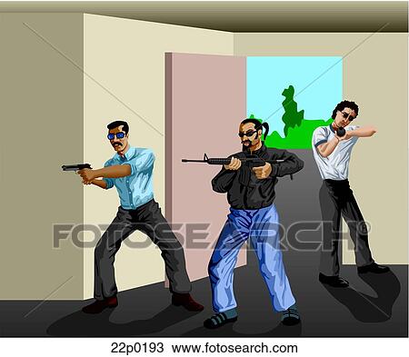 gang fighters View Large Clip Art Graphic Clipart - gang fighters. Fotosearch