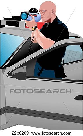 Clip Art - officer with radar. Fotosearch