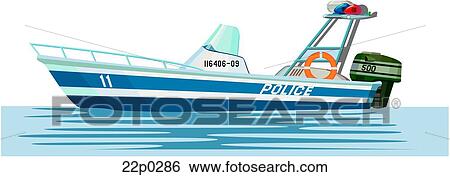 Clip Art - police boat-side. Fotosearch