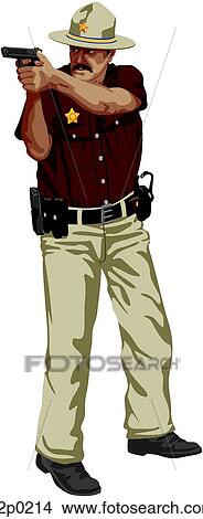 Clipart - police officer aiming. Fotosearch