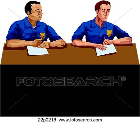 Clip Art - policemen on desk. Fotosearch