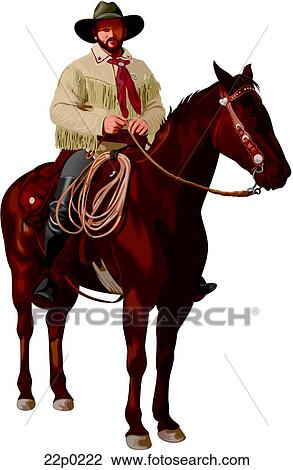 Clipart - ranger with horse. Fotosearch