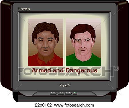 Clipart - suspects on tv. Fotosearch