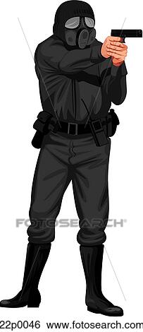 Clip Art - swat officer aiming. Fotosearch