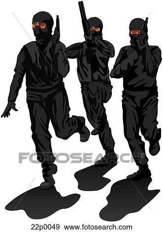 Clip Art - swat team running. Fotosearch