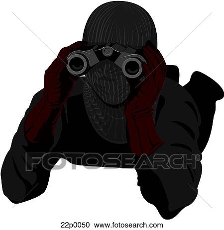 Clipart - swat with binoculars. Fotosearch