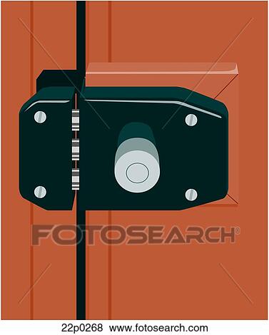 Clip Art - three-bolt door lock. Fotosearch