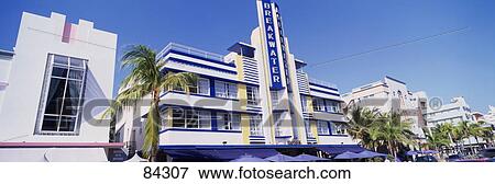 Stock Photo - Art Deco Architecture Ocean Drive Miami Beach FL. Fotosearch