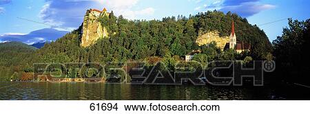 Picture - Church Lake Bled Slovenia. Fotosearch