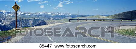 Stock Photo - Curve in Road in Beartooth Mountains MT. Fotosearch