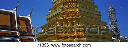 Stock Photograph - Gold Stupa Wat Phra Keo Bangkok Thailand. Fotosearch