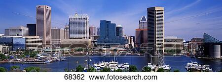 Stock Bild - innerer hafen, föderativ, hügel, skyline, baltimore, md. Fotosearch