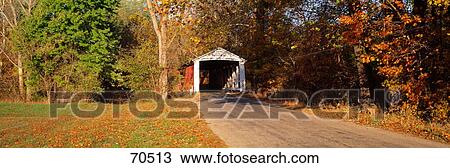 Stock Image - Melcher Covered Bridge Parke Co IN USA. Fotosearch