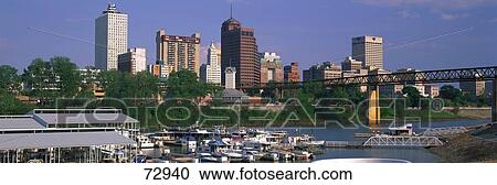 Stock Image - Mud Island Marina Skyline Memphis TN. Fotosearch