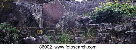 Stock Image - Petroglyph Horse Thief Lake State Park Klickitat County WA. Fotosearch