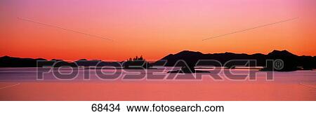 Picture - Sunset Tongass Narrows of the Inside Passage Ketchikan AK USA. Fotosearch