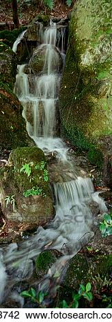 Stock Image - Temple Waterfall Kyoto Japan. Fotosearch