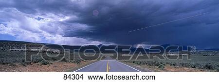 Picture - USA, Utah, road, thunderstorm. Fotosearch