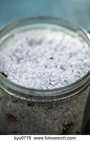 Stock Photograph - Close-up of a container of bath salt. Fotosearch