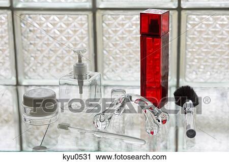 Stock Image - Close-up of grooming products. Fotosearch