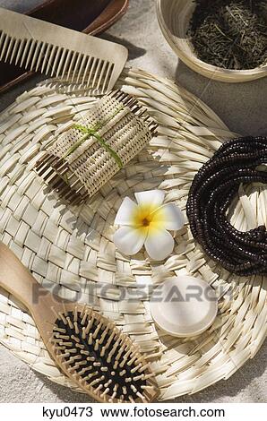 High angle view of grooming products View Large Photo Image Stock Image - High angle view of grooming products. Fotosearch
