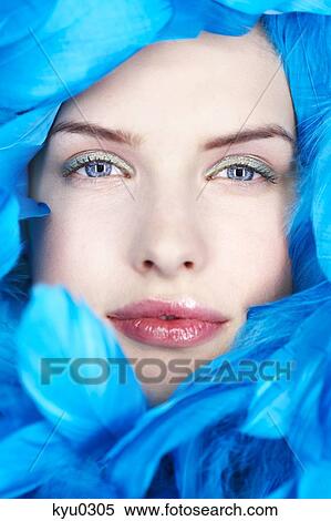 Portrait of woman wearing feather boa View Large Photo Image Stock Photography - Portrait of woman wearing feather boa. Fotosearch