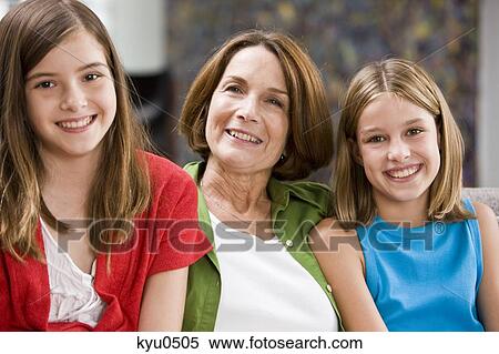Woman smiling with her grandchildren View Large Photo Image Stock Photography - Woman smiling with her grandchildren. Fotosearch