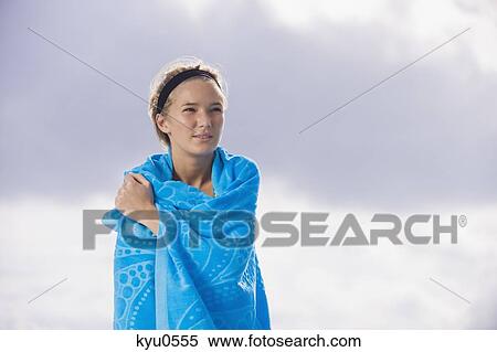 Woman wrapped in a towel and thinking View Large Photo Image Stock Photography - Woman wrapped in a towel and thinking. Fotosearch