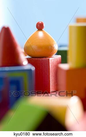 Wooden building blocks, close-up View Large Photo Image Stock Image - Wooden building blocks, close-up. Fotosearch