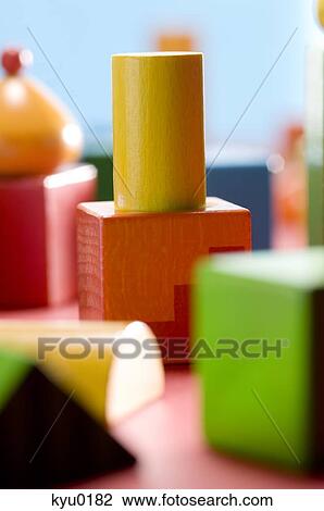 Wooden building blocks, close-up View Large Photo Image Stock Image - Wooden building blocks, close-up. Fotosearch