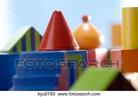 Wooden building blocks, close-up View Large Photo Image Stock Image - Wooden building blocks, close-up. Fotosearch