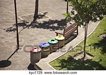 High angle view of park with bench View Large Photo Image Stock Photo - High angle view of park with bench. Fotosearch
