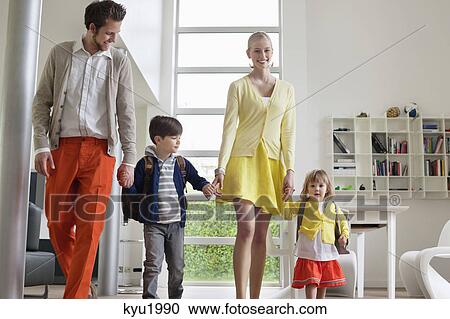 Stock Image - Couple with their children. Fotosearch