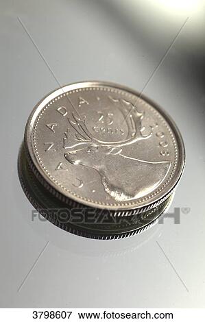 Stock Photo - 25 cents. Canadian dollars. Fotosearch