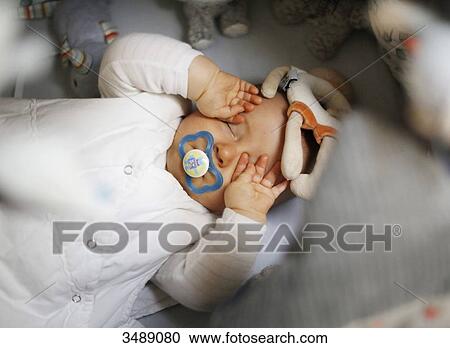 8 months baby boy in his bed View Large Photo Image Stock Image - 8 months baby boy in his bed. Fotosearch