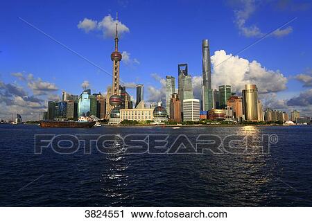 Asia, China, Shanghai.. Skyline and Huangpu View Large Photo Image Stock Image - Asia, China, Shanghai.. Skyline and Huangpu. Fotosearch