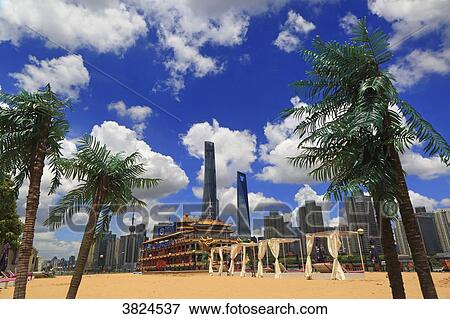 Asia, China, Shanghai.. Skyline and Huangpu View Large Photo Image Stock Photo - Asia, China, Shanghai.. Skyline and Huangpu. Fotosearch