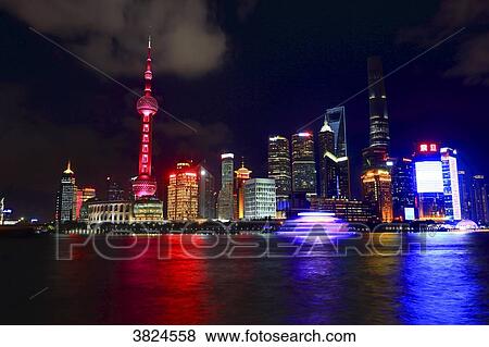 Asia, China, Shanghai.. Skyline and Huangpu View Large Photo Image Stock Photo - Asia, China, Shanghai.. Skyline and Huangpu. Fotosearch