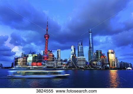 Asia, China, Shanghai.. Skyline and Huangpu View Large Photo Image Stock Photography - Asia, China, Shanghai.. Skyline and Huangpu. Fotosearch