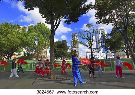 Asia, China, Shanghai.. Tai Chi Chuan View Large Photo Image Stock Photo - Asia, China, Shanghai.. Tai Chi Chuan. Fotosearch