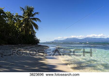Stock Photograph - Beach and sea, Gosier island, Guadeloupe, France. Fotosearch
