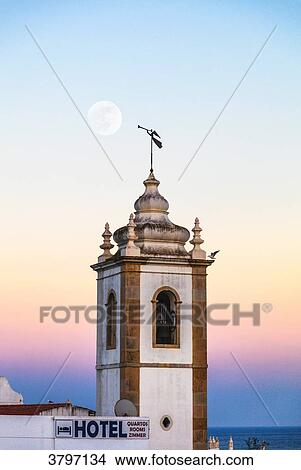 Belfry of the town of Albufeira, Algarve region, Portugal View Large Photo Image Picture - Belfry of the town of Albufeira, Algarve region, Portugal. Fotosearch