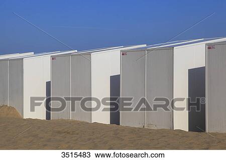 Belgium, St Idesbald. Beach huts. View Large Photo Image Stock Image - Belgium, St Idesbald. Beach huts.. Fotosearch