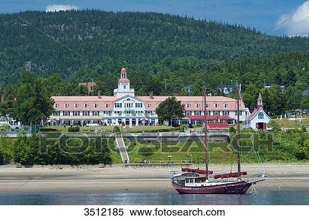 Canada, Province of Quebec. Estuary of the Saint Laurent. Tadoussac, world capital of whale watching. Hotel Tadoussac on the shores of the Saint Laurent View Large Photo Image Stock Photography - Canada, Province of Quebec. Estuary of the Saint Laurent. Tadoussac, world capital of whale watching. Hotel Tadoussac on the shores of the Saint Laurent. Fotosearch